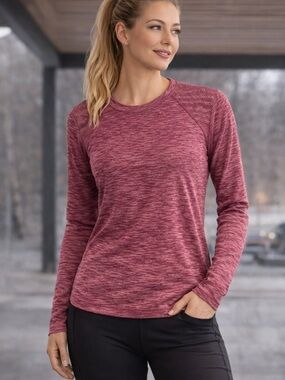 Spyder XL Long Sleeve Performance Top Red Space Dye Athletic Shirt Lightweight